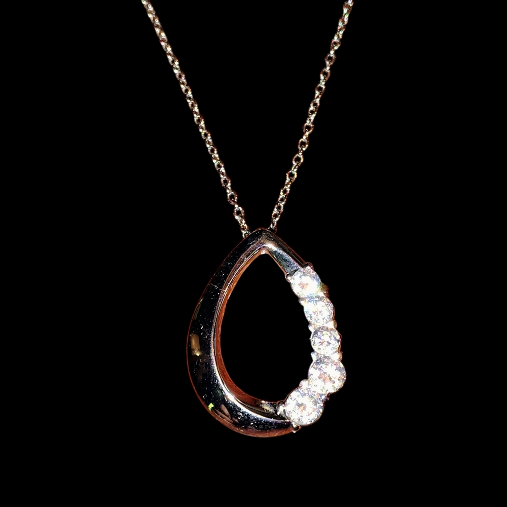 Rhinestone Open Teardrop Pendant Necklace